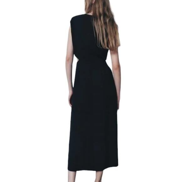 NWT ZARA Side Slit Cutout Maxi Dress in Black SZ XS - Picture 2 of 13